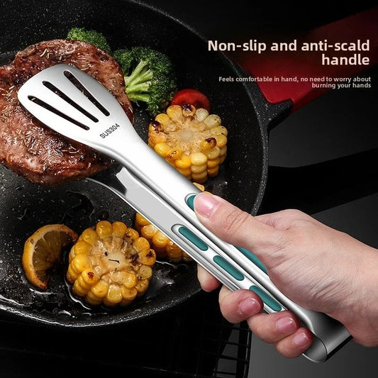 Stainless Steel Food Tongs Household Kitchen Thickened Heat-resistant Steak Tongs Food Buffet Barbecue Roasted Meat Bread Cli