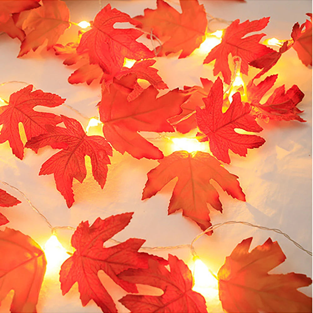 Maple Leaf Lantern LED String Lights – Autumn Garland for Halloween, Thanksgiving & Christmas Home Decor (2M / 3M / 6M, USB o