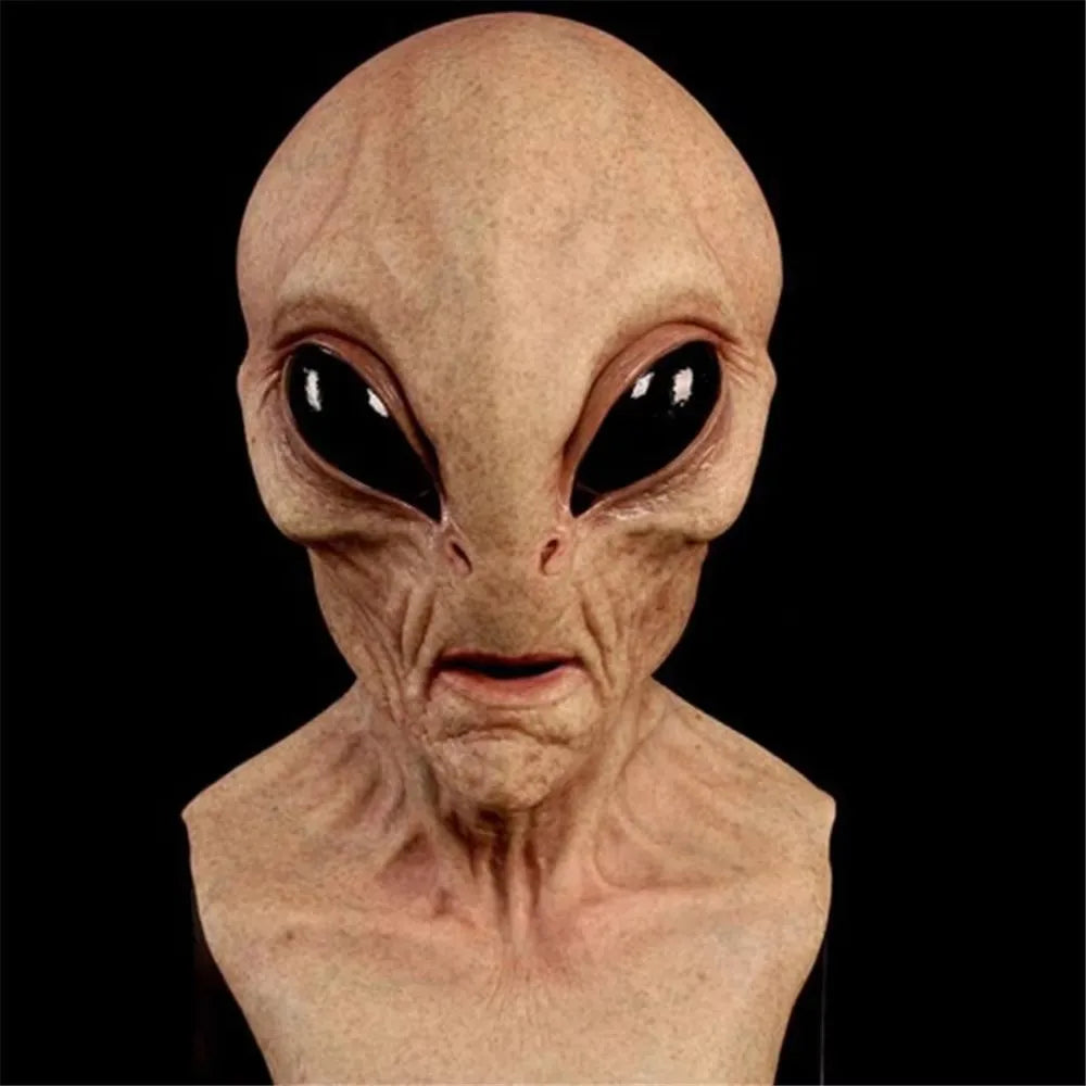 Halloween Alien UFO Skull Latex Mask – Horror Sci-Fi Cosplay Helmet for Carnival, Costume & Dress-Up Parties (6 Designs)