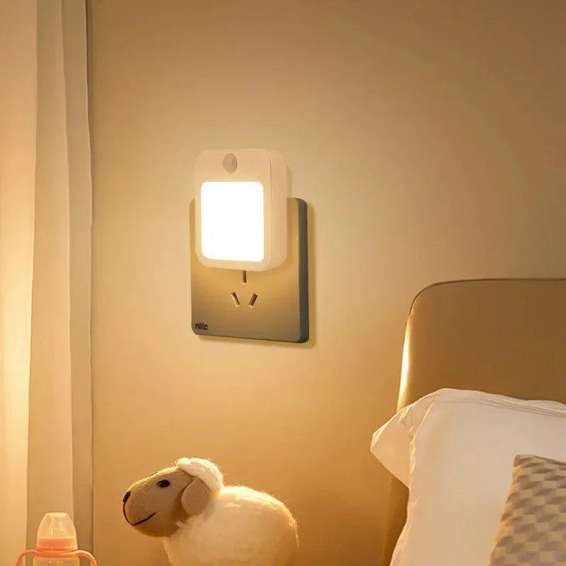 Motion Sensor LED Night Light – Plug-In Bedside Lamp for Kids & Bedroom