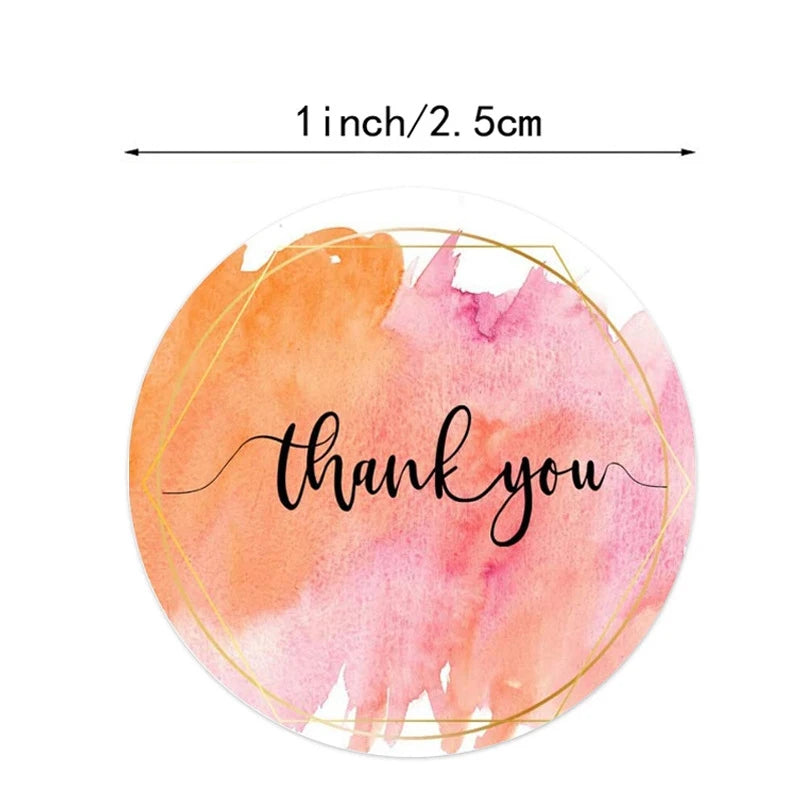 "Thank You" Round Stickers – 1 inch Envelope Seal Labels for Packaging, Weddings, Party Favours & Handmade Gifts (50–500pcs, Multiple Designs)