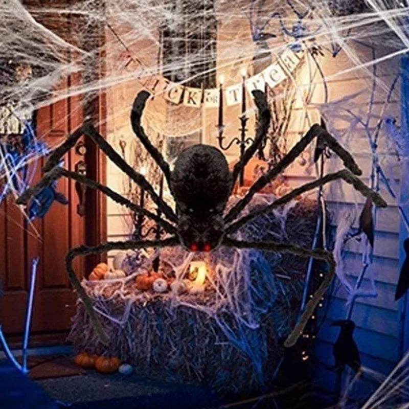Giant Poseable Plush Spider – Halloween Decoration & Prank Prop for Indoor & Outdoor Haunted House (8 Sizes: 30cm–200cm)