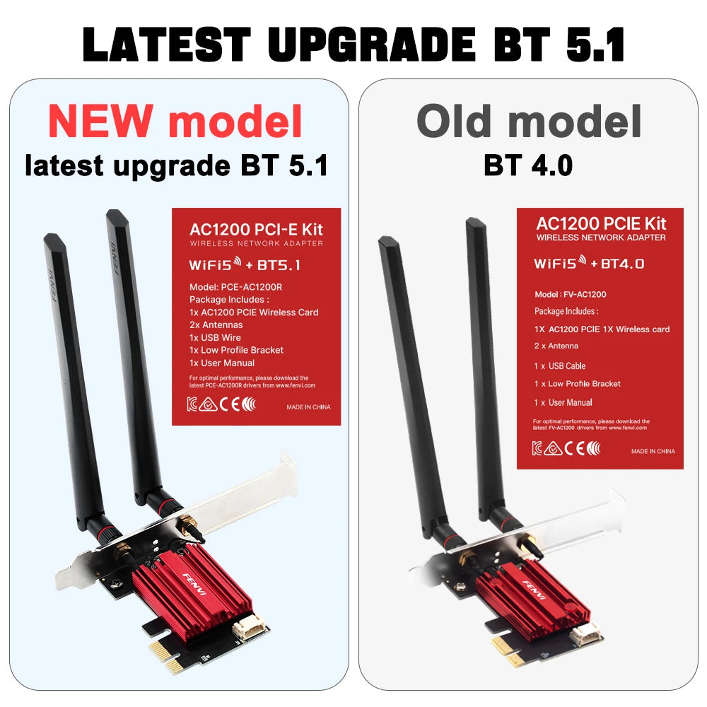 FENVI AC1200 Dual-Band WiFi PCIe Card with Bluetooth 4.0