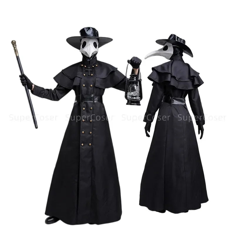 Medieval Plague Doctor Hooded Robe Costume – Unisex Halloween Monk, Wizard & Steampunk Cloak Cape (S–5XL)