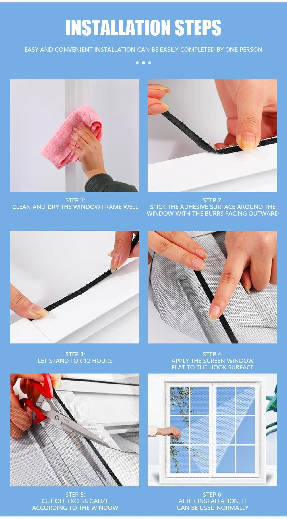 DIY Self-Adhesive Mosquito Net Screen for Windows & Doors