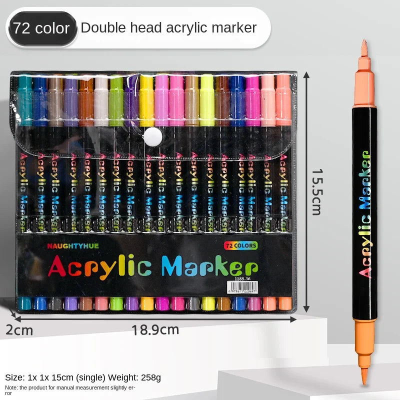 Professional Dual-Tip Acrylic Paint Markers – Fine & Brush Tip Pens for Stone, Wood, Calligraphy & Mixed Media (24, 48, 72, 96 or 120 Colours)