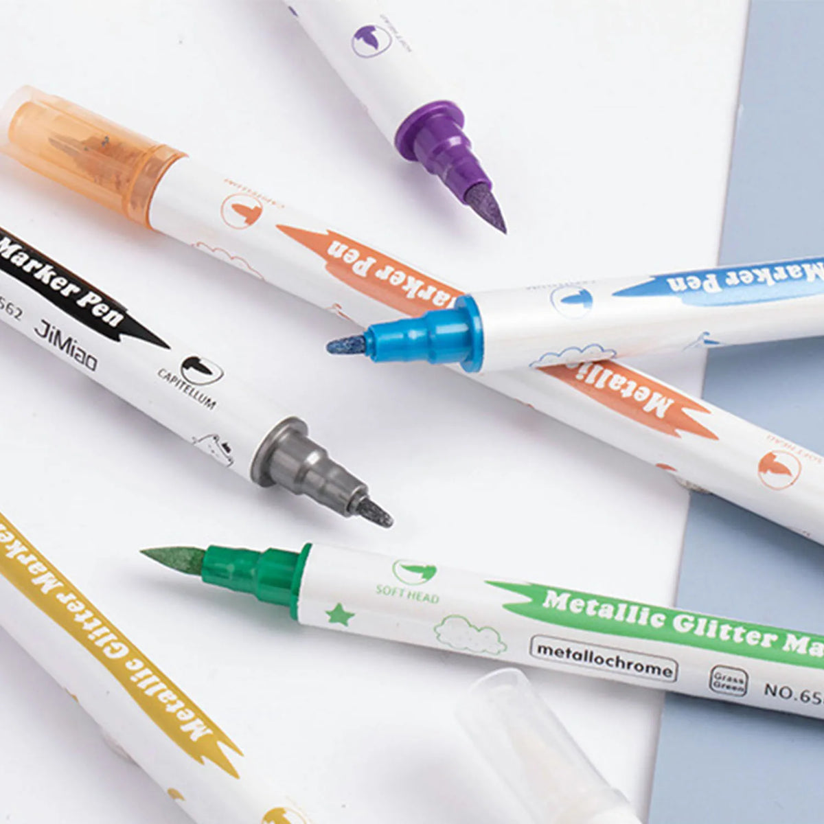 Dual-Nib Metallic Art Markers – 10-Colour Set with Fine & Brush Tips for Scrapbooking, Card Making & DIY Crafts