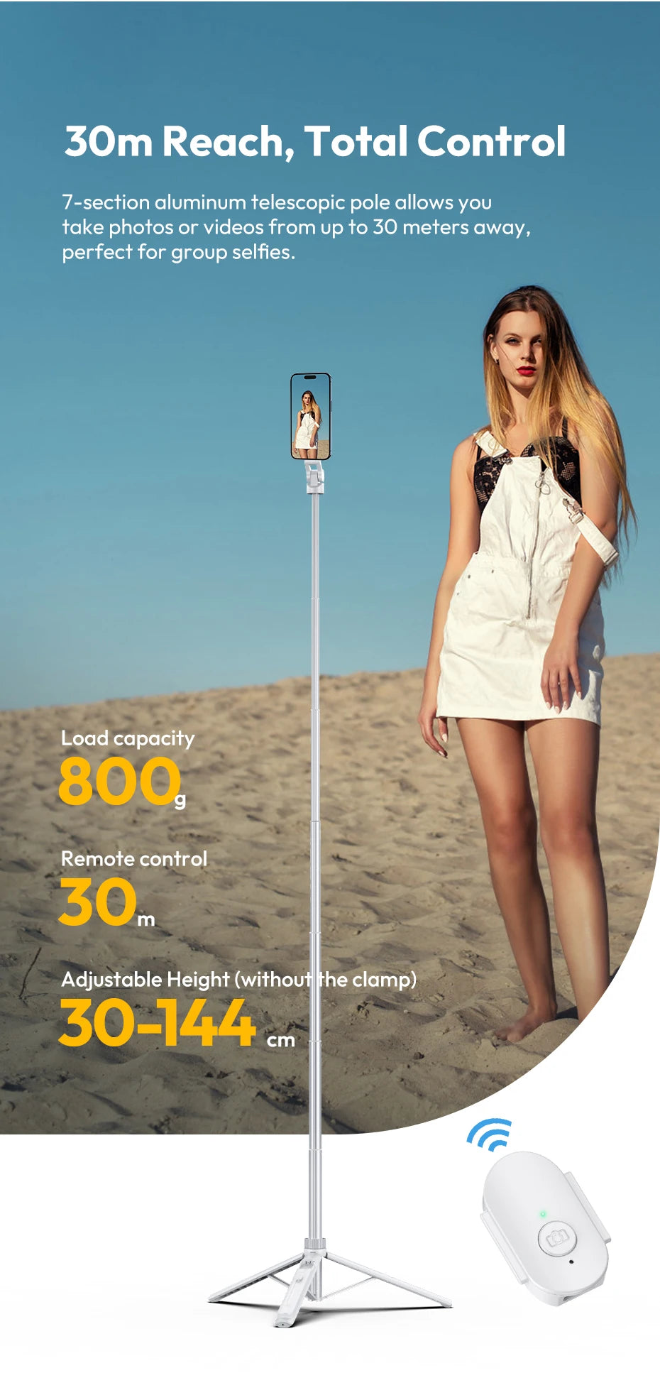 Overhead Phone Tripod with Remote