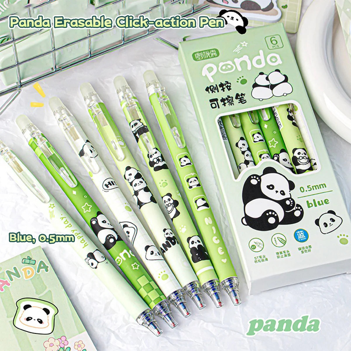 Capybara Erasable Refillable Gel Pens – Smudge-Free 0.5mm Cute Animal Stationery for Students & Office (5- or 6-Pack)