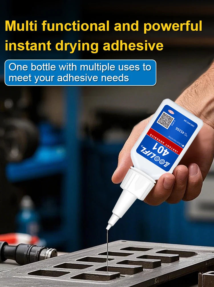 LOOLIFL 401 Super Cyanoacrylate Glue – Waterproof Medium CA Glue for Wood, Metal, Plastic, Ceramic & More (10ml or 20ml, Sing