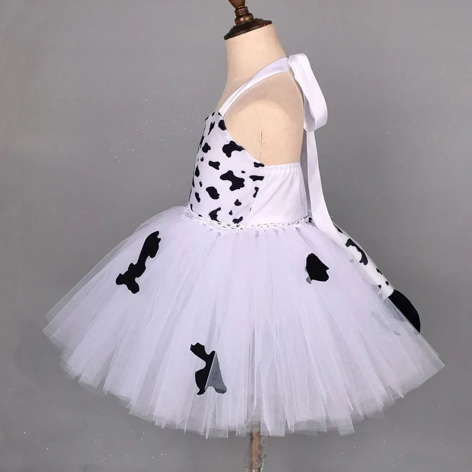 Girls’ Animal Print Tutu Costume Dress – Forest Theme Halloween Cosplay & Dance Performance Set for Kids