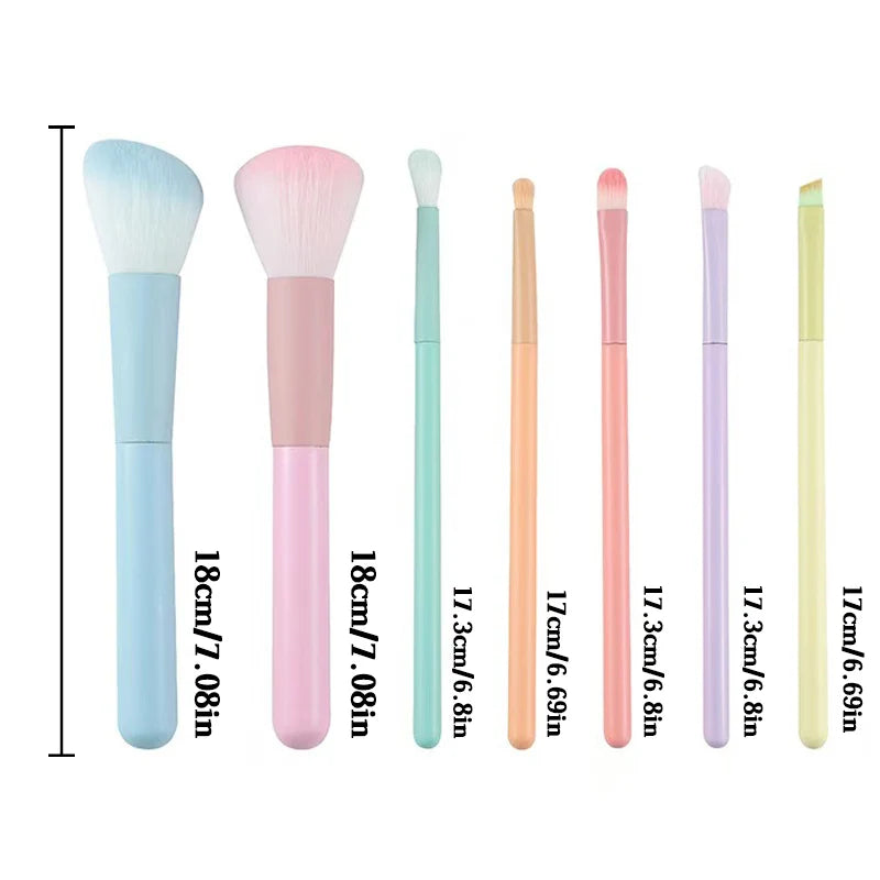 7-Color Makeup Brush Set – Loose Powder, Contour, Eyeshadow & Eyebrow Brushes