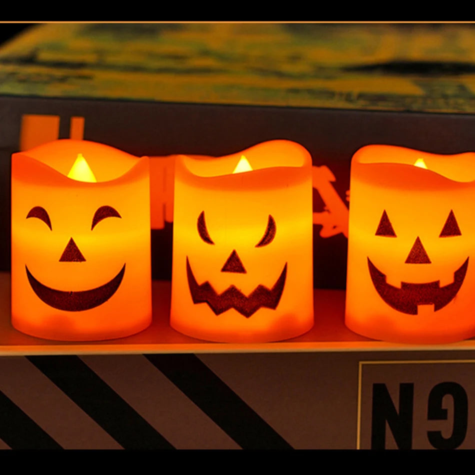 Halloween Pumpkin Lantern – Skull & Ghost Face LED Candle Lamp for Bedroom, Garden & Party Decor