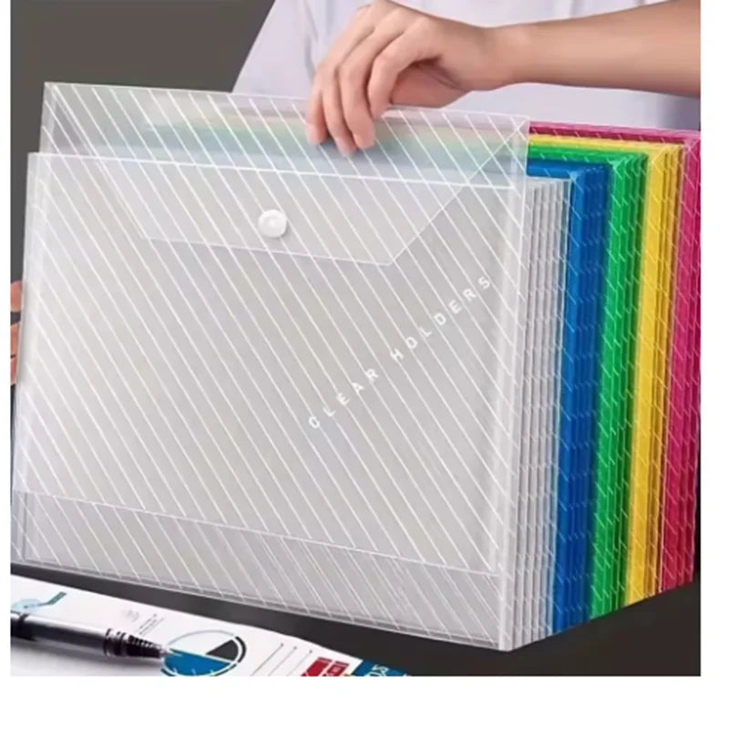 A4 Colourful Twill File Bags – Thickened Waterproof Snap-Close PP Storage Bags for Documents, Test Papers & Books (10 or 20-P