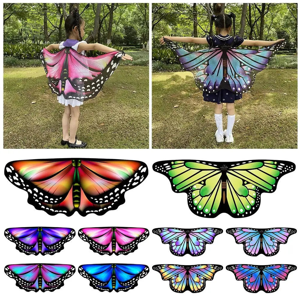 Kids Butterfly & Angel Wings Shawl Cape – Fairy Elf Costume for Halloween, Cosplay, Dance & Stage Performance (Multiple Color