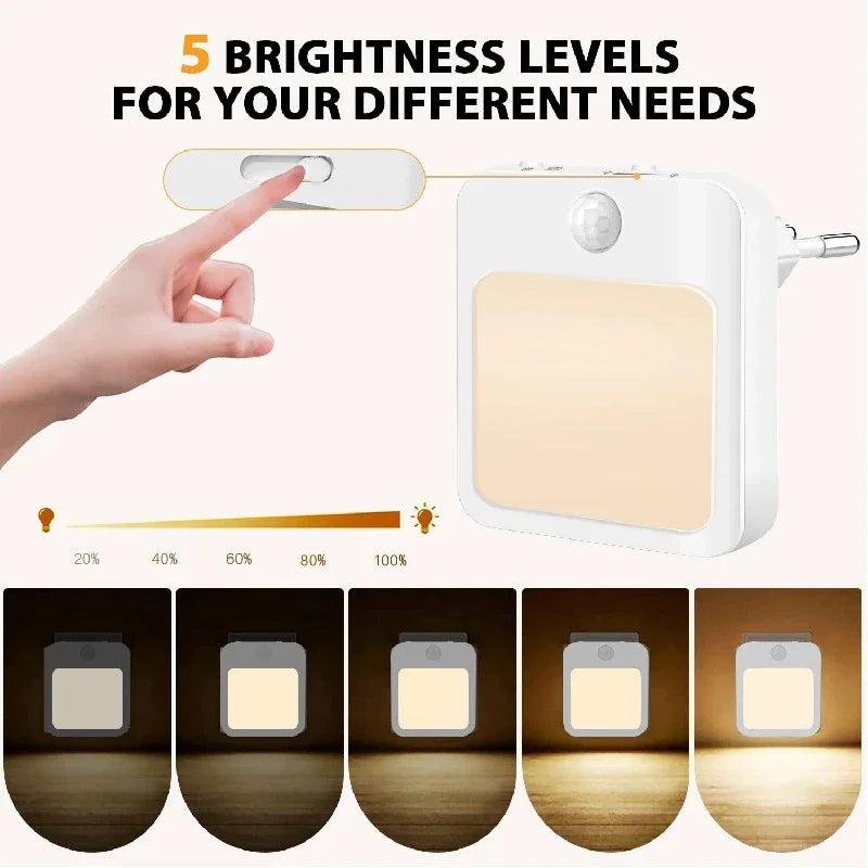 Motion Sensor LED Night Light – Plug-In Bedside Lamp for Kids & Bedroom
