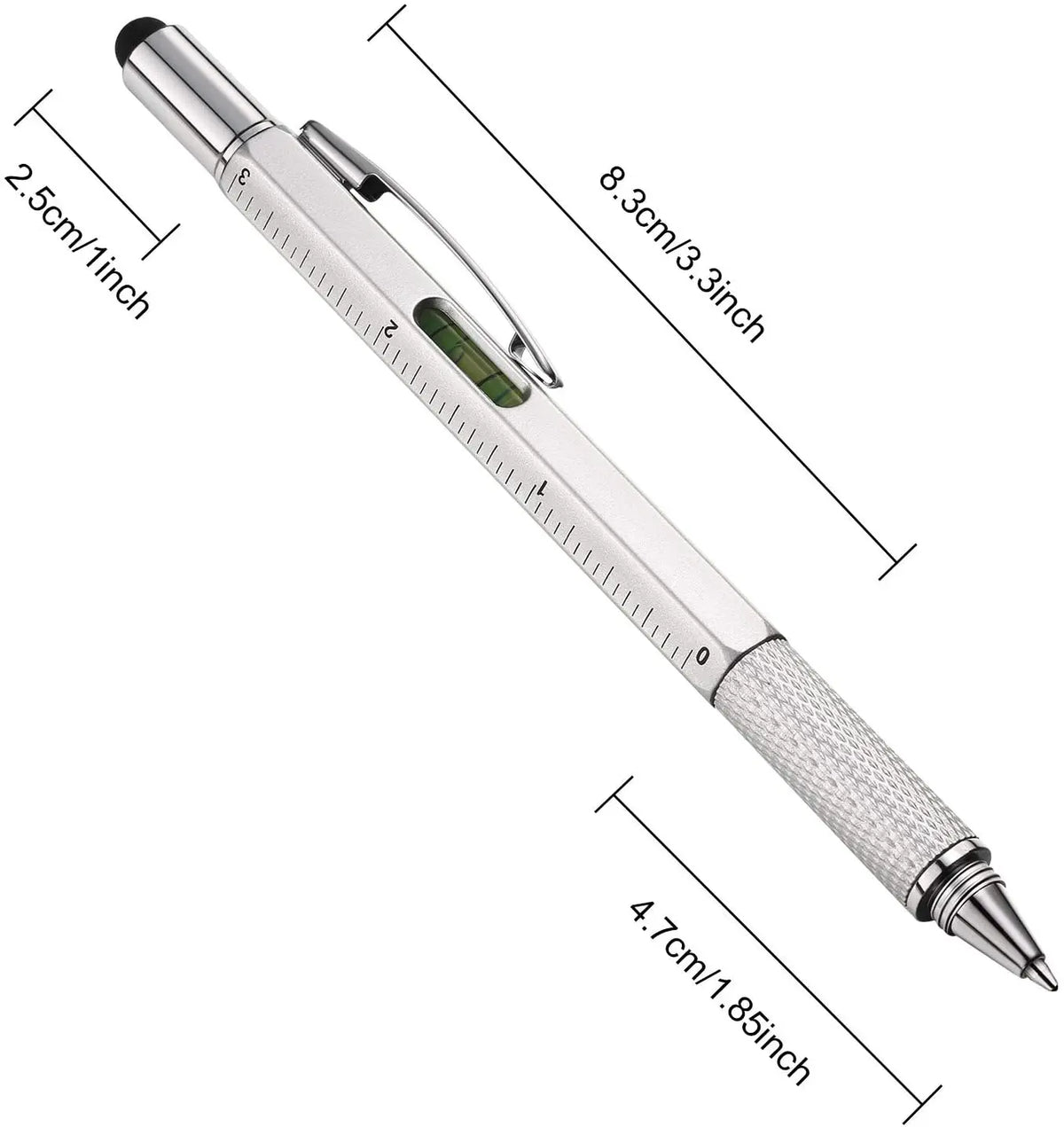 7 in 1 Multifunctional Pen Touch Screen Stylus Capacitive Pen with Screwdriver Ruler Levelgauge Refillable Ballpoint Pencil T