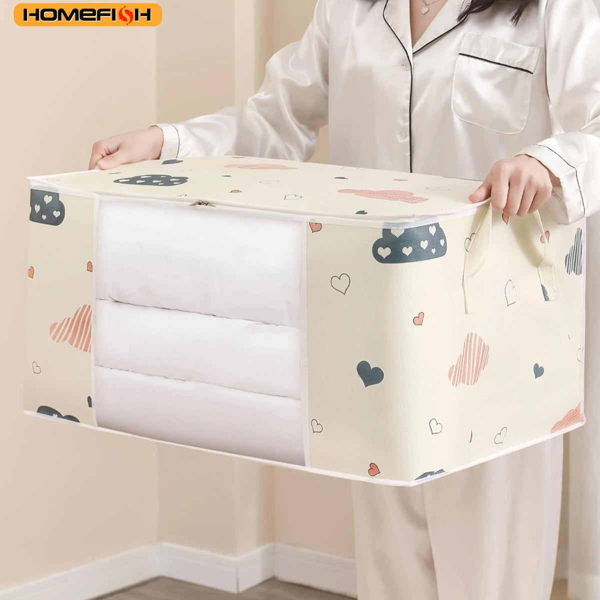 Large Quilt & Clothes Storage Bag – Dustproof Non-Woven Organizer for Home & Moving
