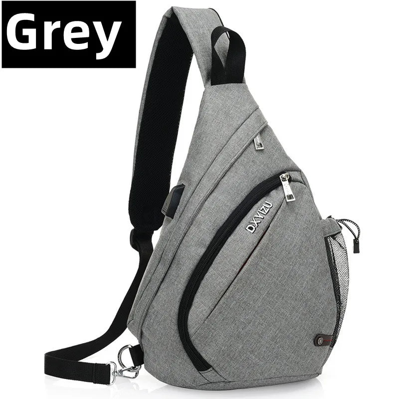 Unisex Sling Chest Bag with USB Charging Port – Crossbody Travel & Sports Bag