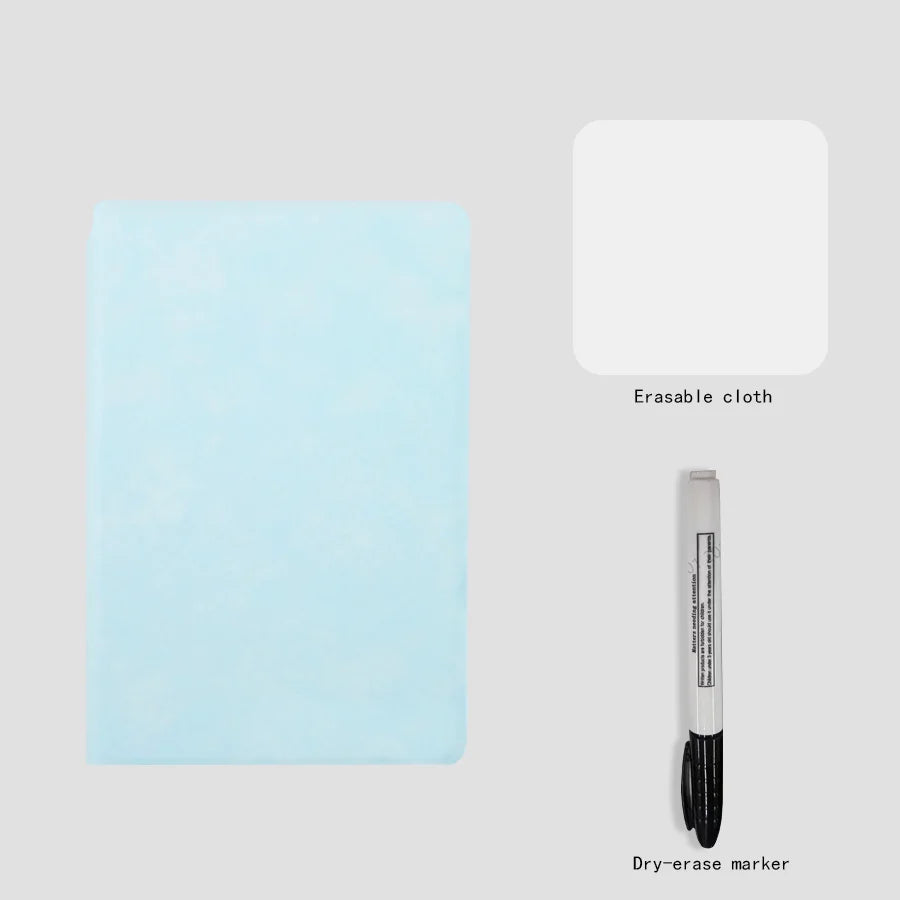 A5 Reusable Whiteboard Notebook Set – Leather Weekly Planner & Memo Pad with Whiteboard Pen & Erasing Cloth (6 Colours)