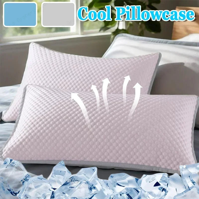Summer Cooling Pillowcase Solid Color Ice Bean Bean Pillowcase Cool Feeling Air Conditioning Cover Washable (No Pillow) 48x74
