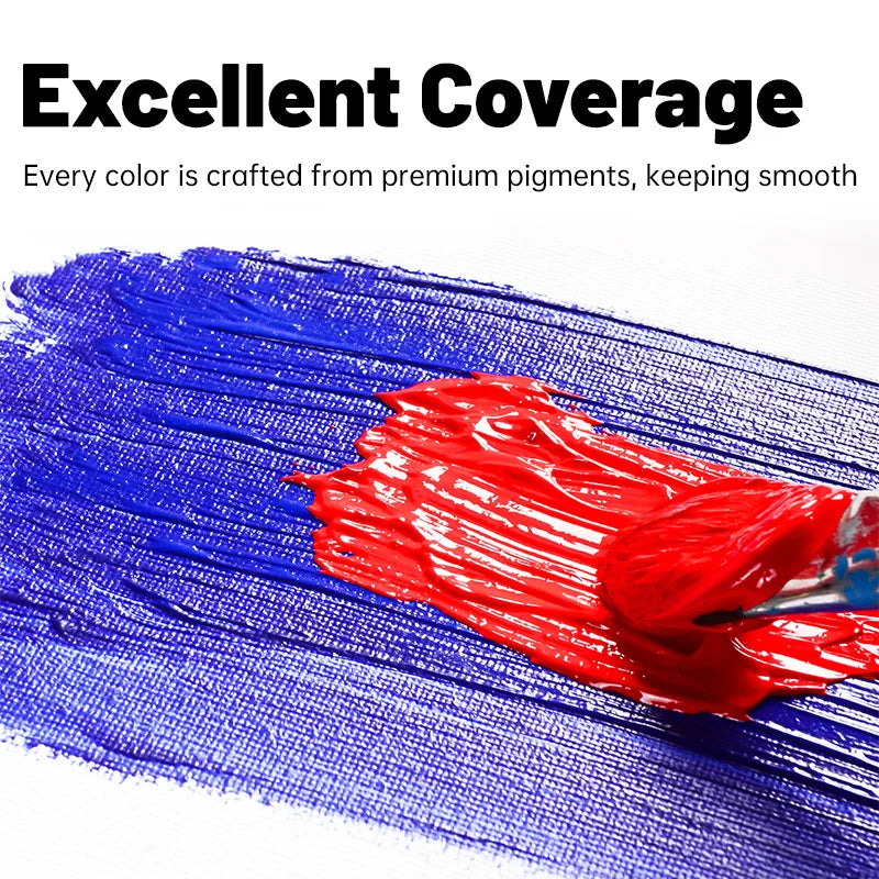 Acrylic Paint Set – Waterproof Rich Pigment Tubes for Canvas, Glass, Rock & Paper DIY Art (12, 18 or 24 Colours, 5ml each)