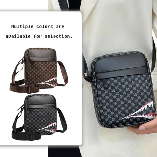 Shark Print PU Crossbody Shoulder Bag – Lightweight Unisex Casual Fashion Bag