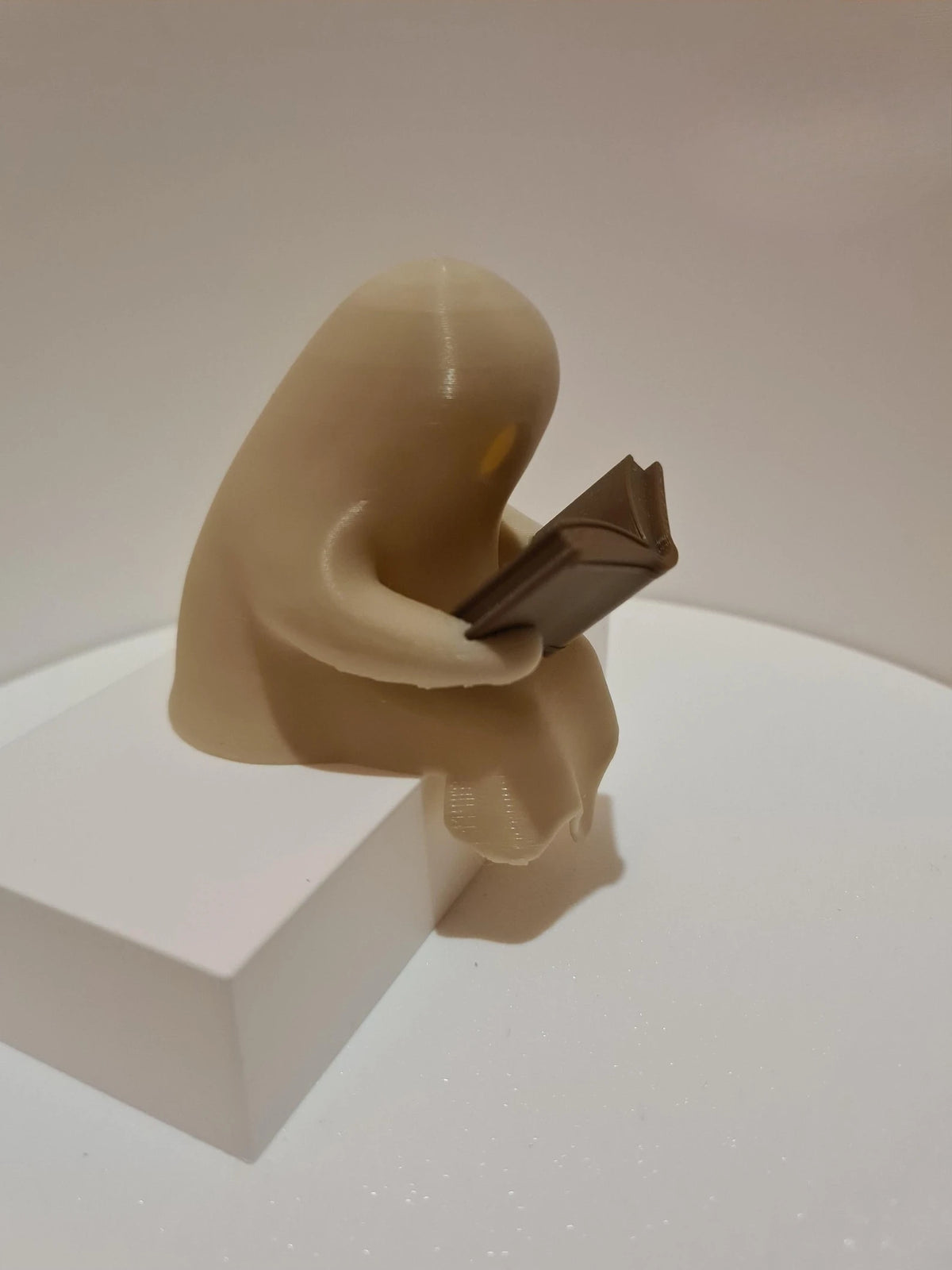 Ghost Reading a Book Shelf Sitter Figurine – Cute Halloween Ornament with Flickering LED Tealight