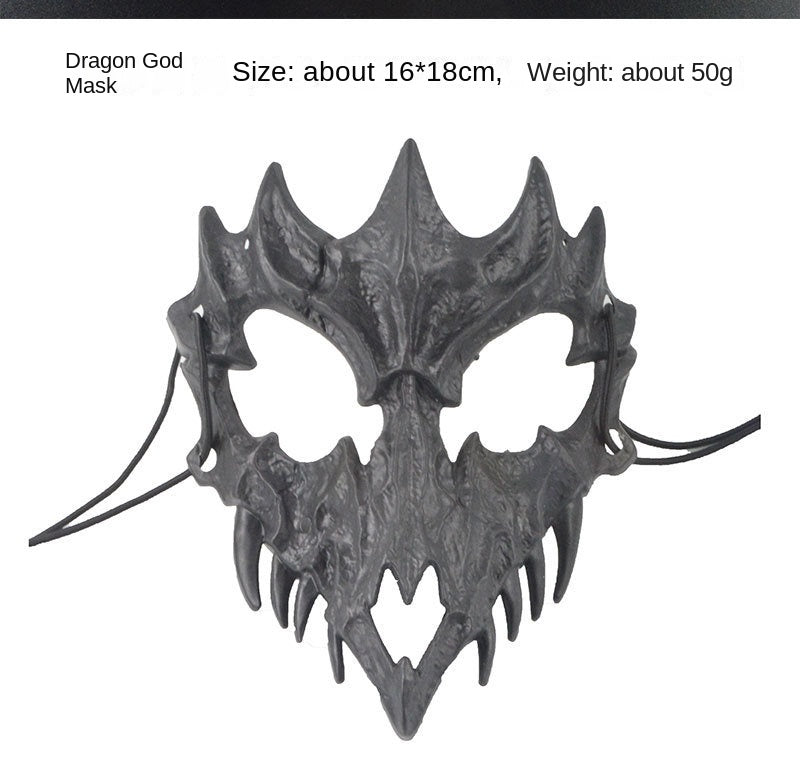 Japanese Half-Face Resin Mask – Dragon God, Tiger, Tengu, Wolf & Skull Styles for Halloween & Cosplay