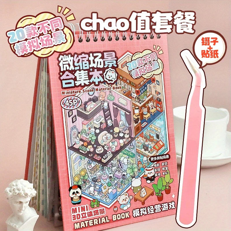 Mr. Paper 3D Landscape Scene Sticker Book – 45pcs Forest, Village & Cabin DIY Pocket Stickers for Planner, Journal & Birthday