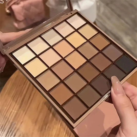 25-Color Neutral Eyeshadow Palette – Gray & Brown Matte Tones