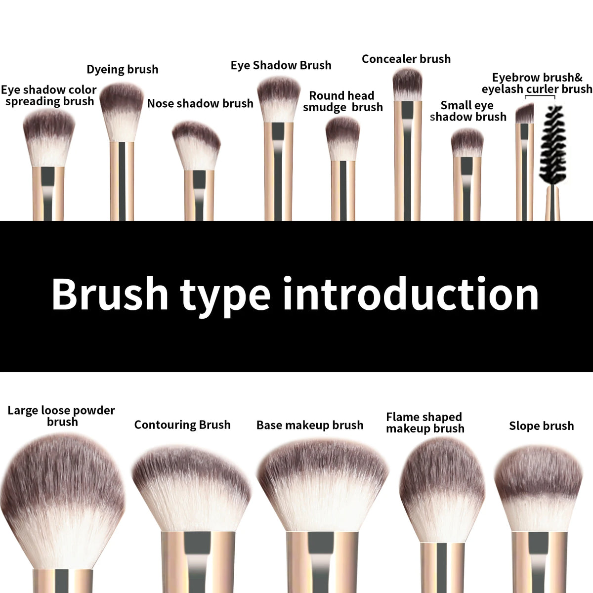 13-Piece Makeup Brush Set – Foundation, Concealer, Powder, Eyeshadow & Blush