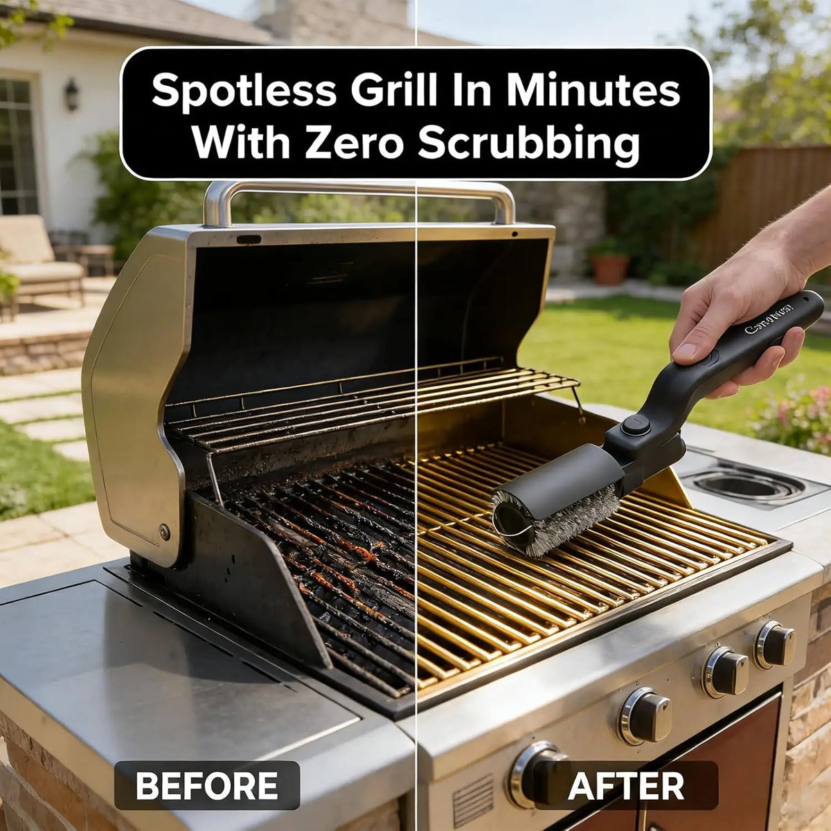 Electric Grill Scrubber Brush – 4000mAh Rechargeable, 3-Speed Rotating Cleaning Head