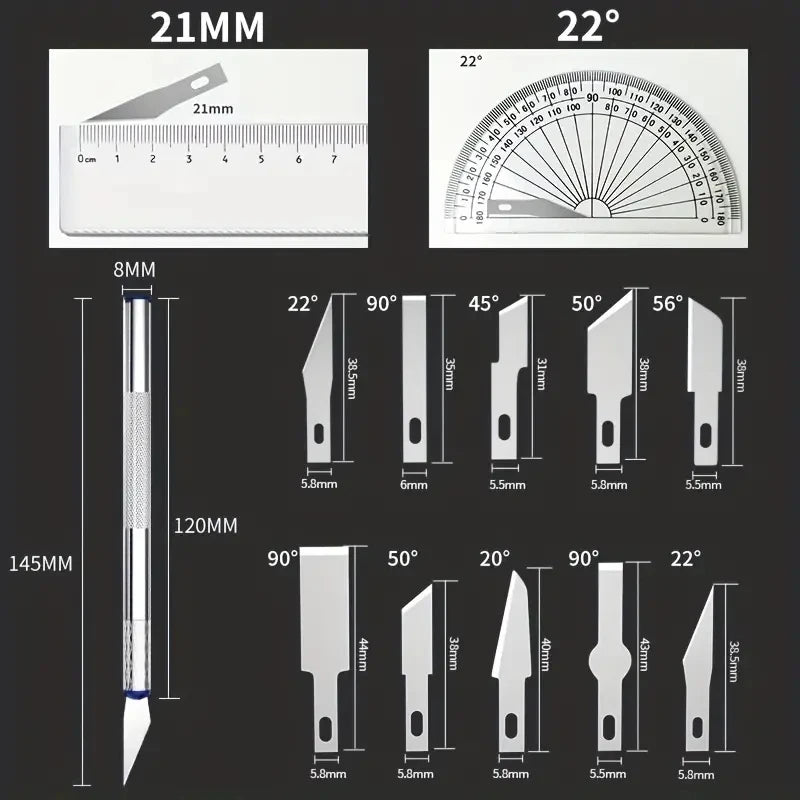 13-Piece Metal Paper Carving & Cutting Tool Kit – Precision Craft Knife Set for Scrapbooking, Stencils & Mixed Media Art