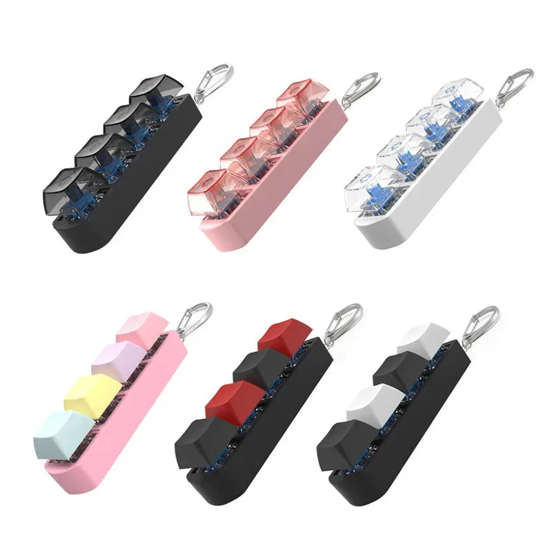 4Keys Finger Button Anti-stress Toys Mechanical Keyboard Keycaps Office Decompression Calming Keychain Gifts for Children Adu