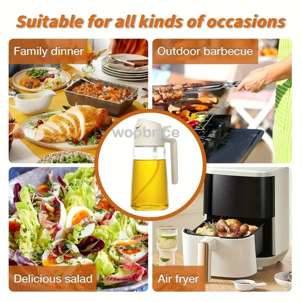 2in1 Kitchen Spray Oil Dispenser Oil Sprayer Polisher Or Only Brush Spray for Air Fryer Salad Grilling Roasting Cooking Kitch