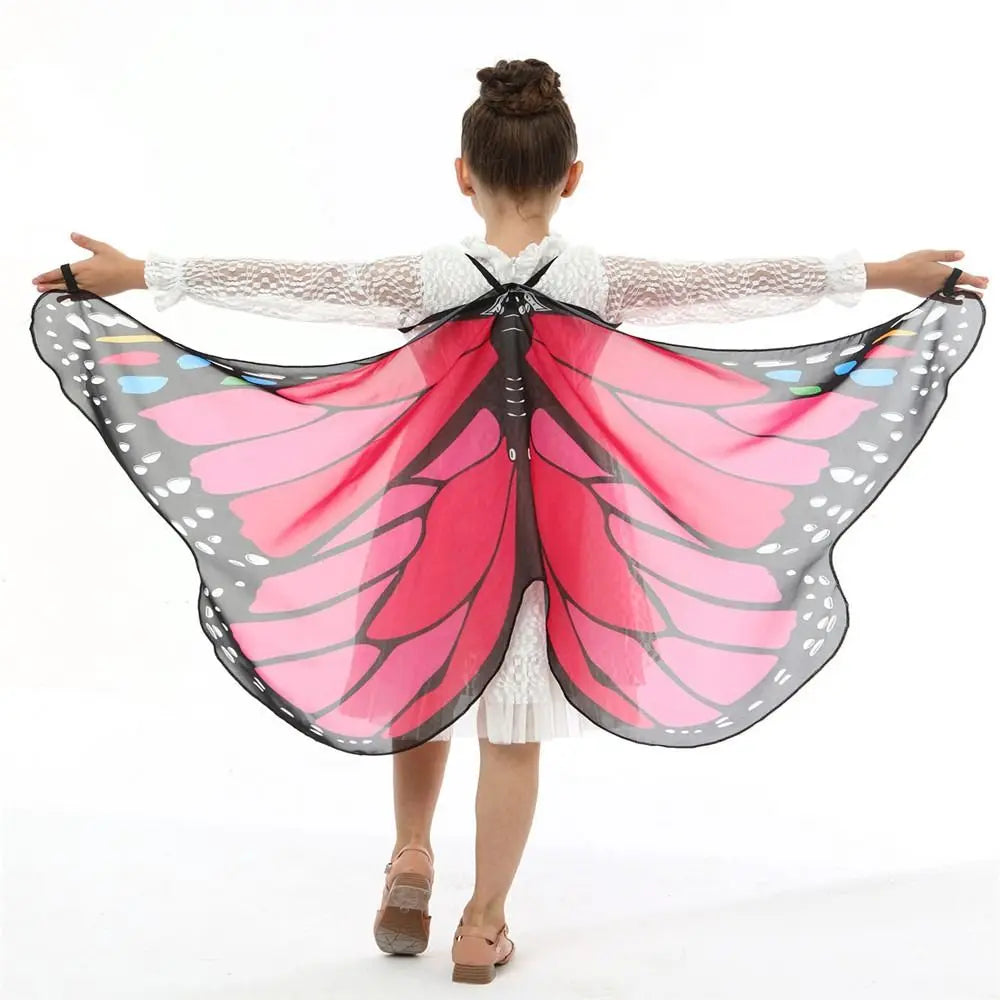 Kids Butterfly & Angel Wings Shawl Cape – Fairy Elf Costume for Halloween, Cosplay, Dance & Stage Performance (Multiple Color