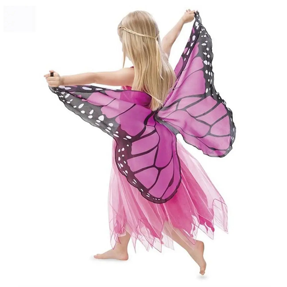 Kids Butterfly & Angel Wings Shawl Cape – Fairy Elf Costume for Halloween, Cosplay, Dance & Stage Performance (Multiple Colors)