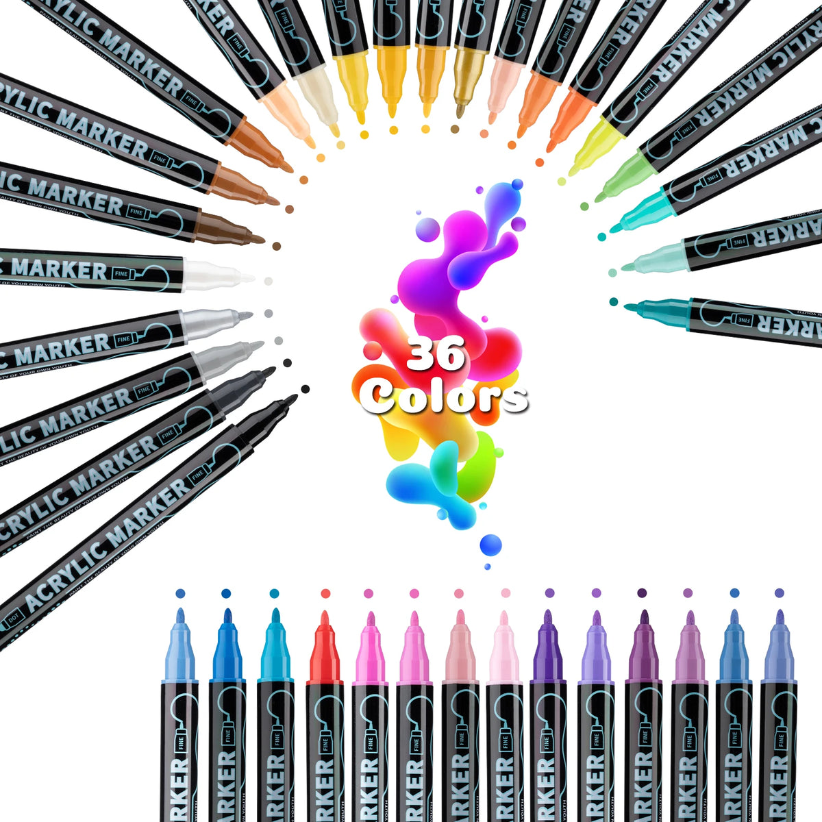 Dual Tip Acrylic Paint Pens – Multi-Surface Markers for Wood, Canvas, Stone, Rock, Glass & Ceramic DIY Crafts (12, 24, 36 or 