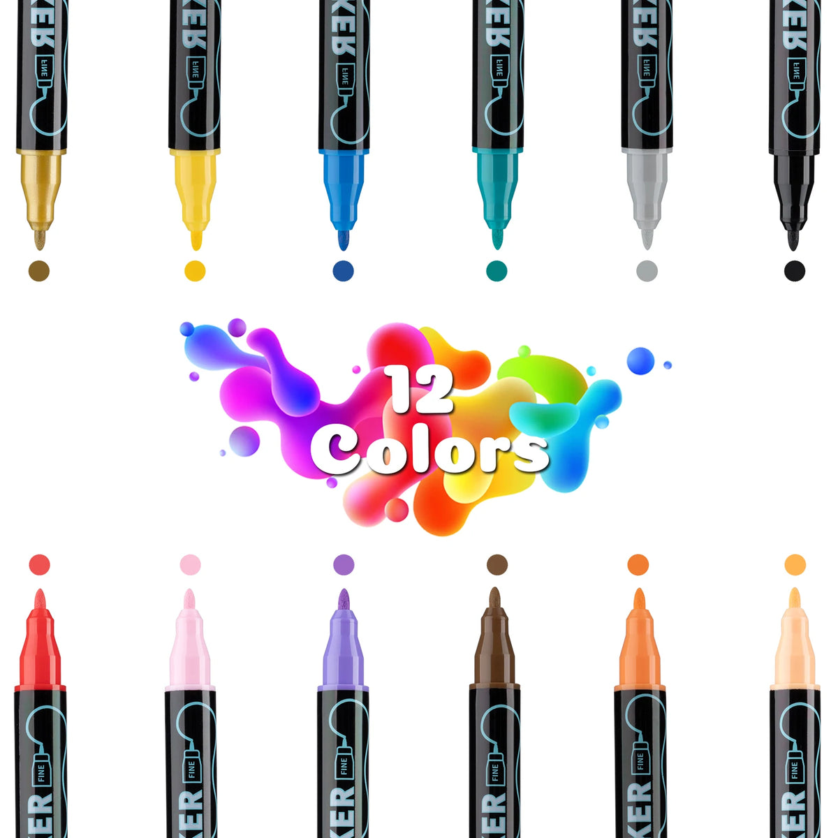 Dual Tip Acrylic Paint Pens – Multi-Surface Markers for Wood, Canvas, Stone, Rock, Glass & Ceramic DIY Crafts (12, 24, 36 or 