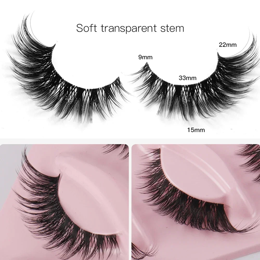 Cat Eye Manga Lashes – 3 Boxes (15 Pairs) Natural Long Winged Fake Eyelashes