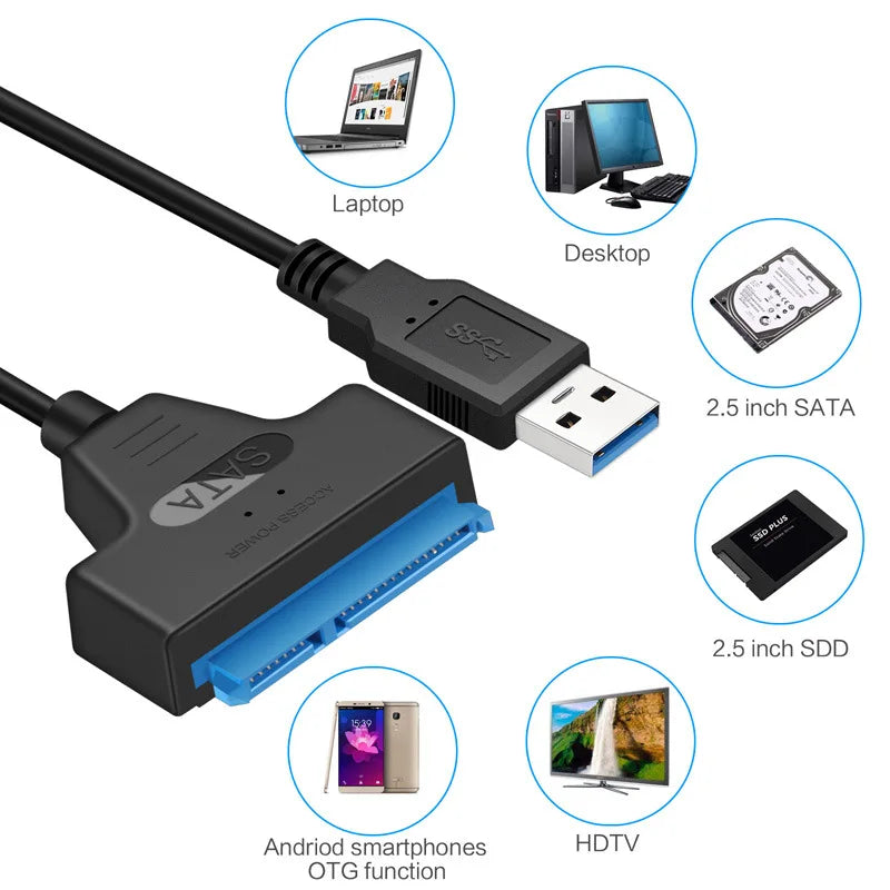 SATA to USB 3.0 / 2.0 Cable Up to 6 Gbps for 2.5 Inch External HDD SSD Hard Drive SATA 3 22 Pin Adapter USB 3.0 to Sata III C