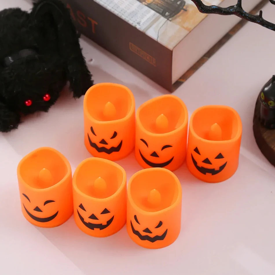 Halloween Pumpkin Lantern – Skull & Ghost Face LED Candle Lamp for Bedroom, Garden & Party Decor