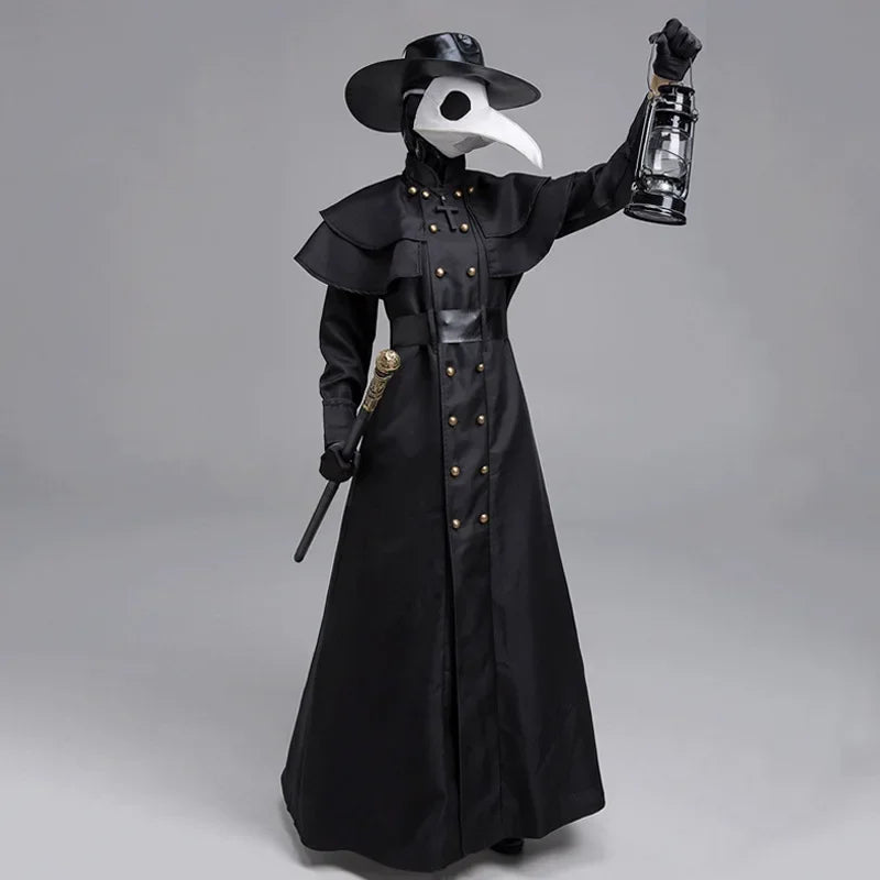 Medieval Plague Doctor Hooded Robe Costume – Unisex Halloween Monk, Wizard & Steampunk Cloak Cape (S–5XL)