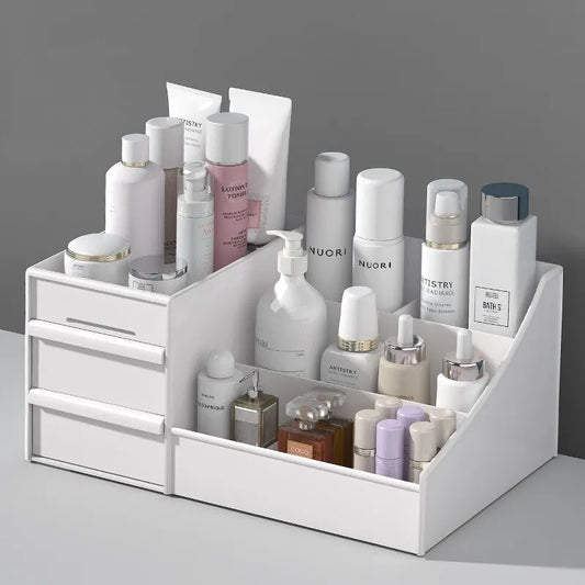 Drawer Makeup Storage Box — Desktop Cosmetics & Skincare Organizer with Dividers