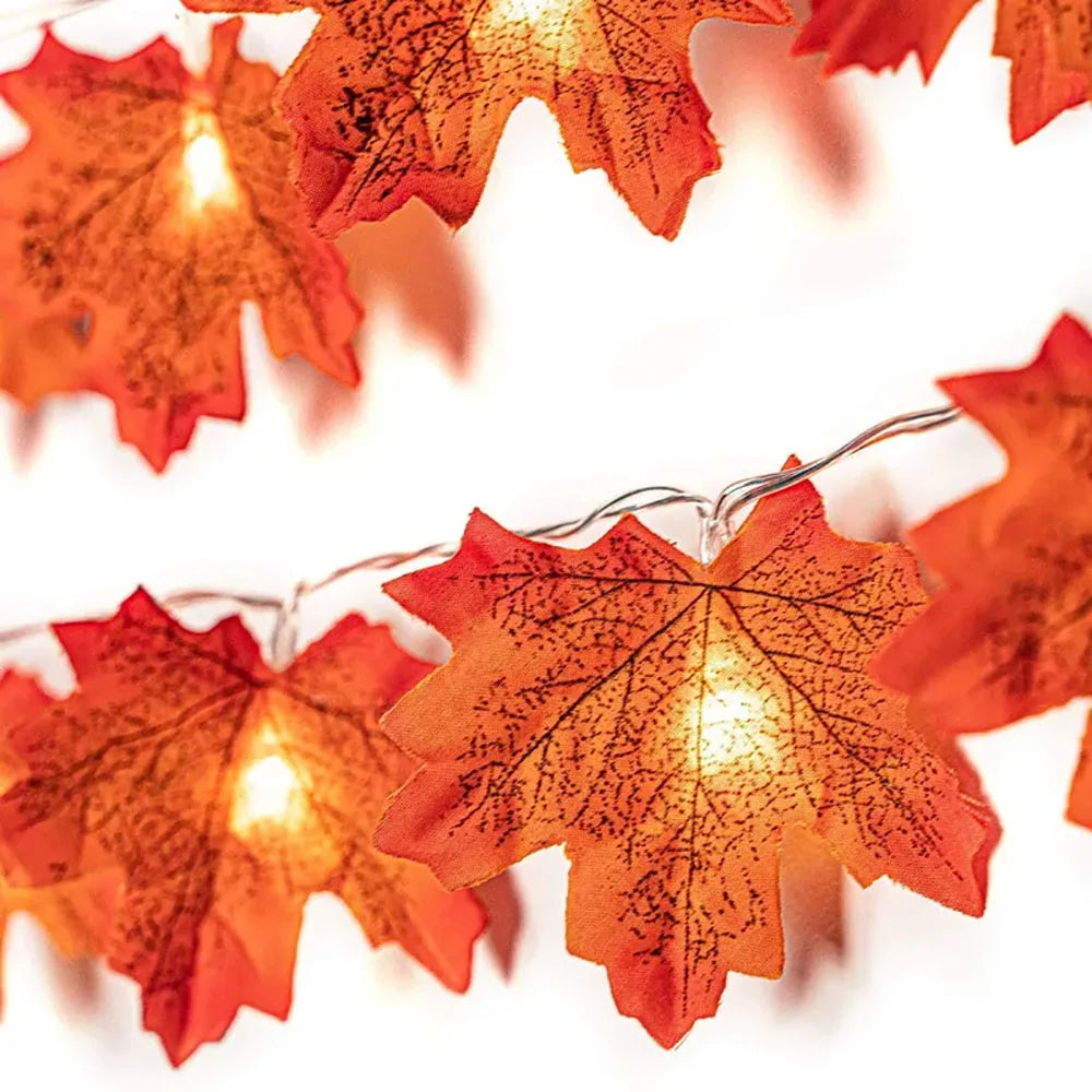 Maple Leaf Lantern LED String Lights – Autumn Garland for Halloween, Thanksgiving & Christmas Home Decor (2M / 3M / 6M, USB o