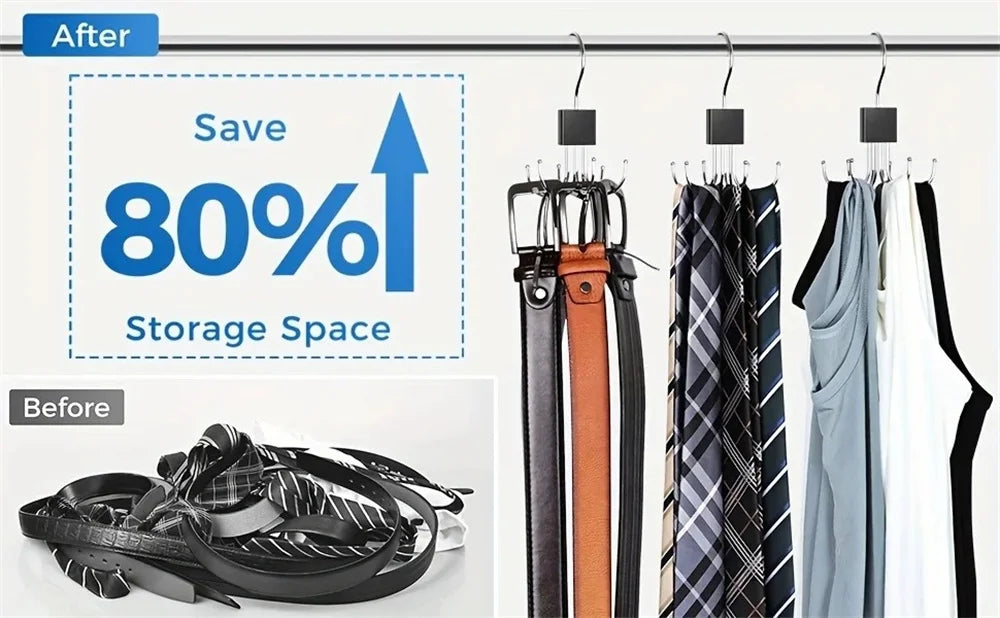 360°Rotating Belt Hanger Hook Durable Belts Rack Organizer for Belts Scarves Bras Ties Home Dorm Storage Hanger Closet Organi