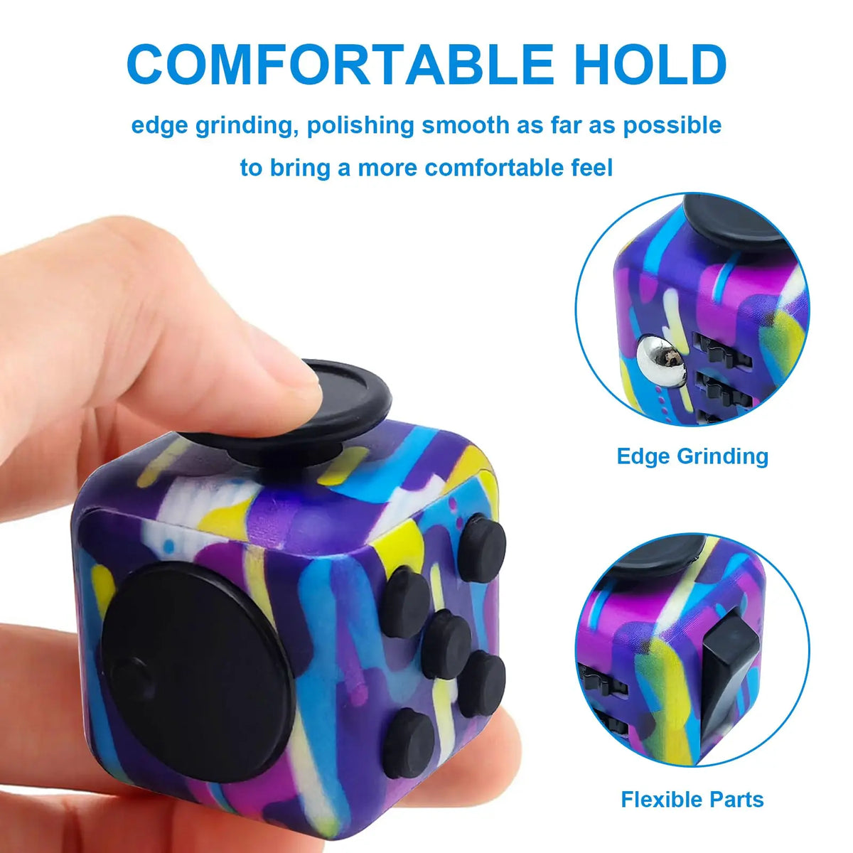 6-in-1 Fidget Cube Antistress Toy 3.4cm 40g - Hand Spinner Decompression Tool for ADHD Autism Anxiety Stress Relief Kids Adul