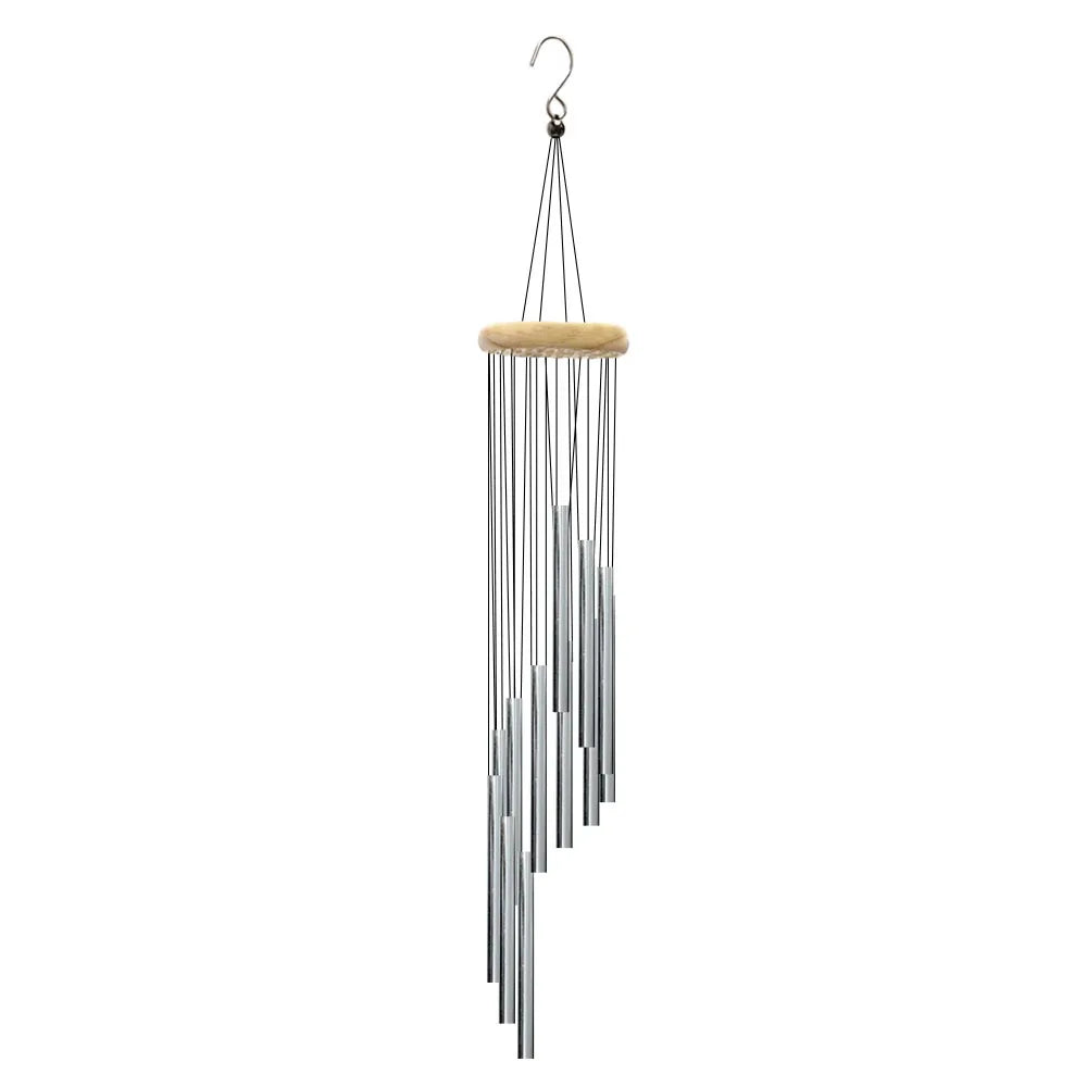 12-Tube Aluminum Alloy Wind Chimes with Gold & Silver Bells – Indoor/Outdoor Decor