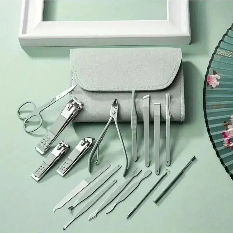 16-Piece Stainless Steel Nail Clippers & Manicure Pedicure Grooming Kit